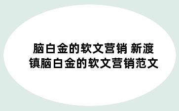 脑白金的软文营销 新渡镇脑白金的软文营销范文